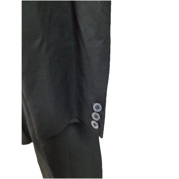 La Mode Vtg Black Mandarin Collar Button Down Gothic Cosplay Jacket w Pockets - Picture 5 of 6